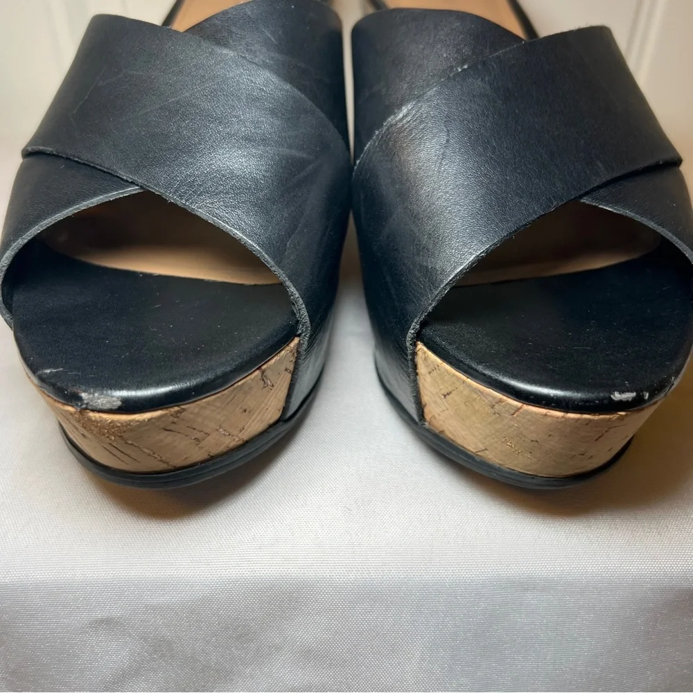 Franco Sarto‎ Women’s Black and Tan Wedge Platform Sandals Size 8M